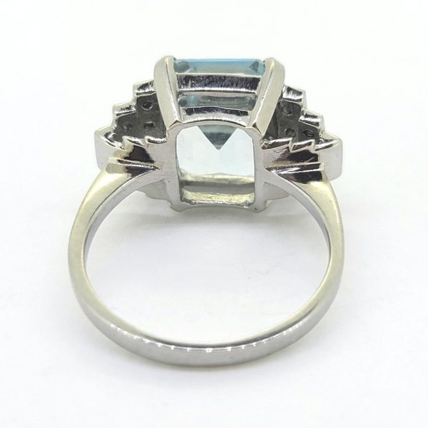 4.50ct Aquamarine and Diamond Cluster Dress Ring in Platinum