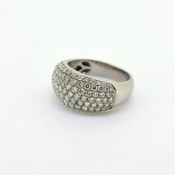 Multi Row 1.50ct Diamond Bombe Dress Ring, striking diamond cluster dress ring composed of multiple lines/rows of 1.50 carats brilliant-cut diamonds arranged in a raised bombe design in 18ct white gold