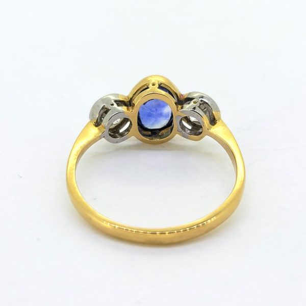 Modern 1.47ct Oval Sapphire and Diamond Three Stone Engagement Ring in 18ct Gold