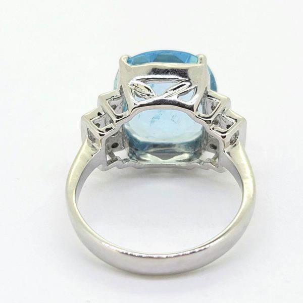 6ct Oval Aquamarine and Diamond Dress Ring