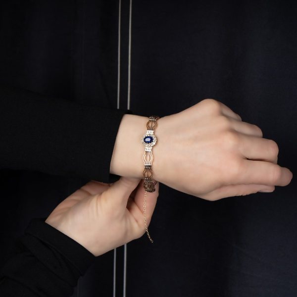Victorian sapphire and diamond bracelet in rose gold.
