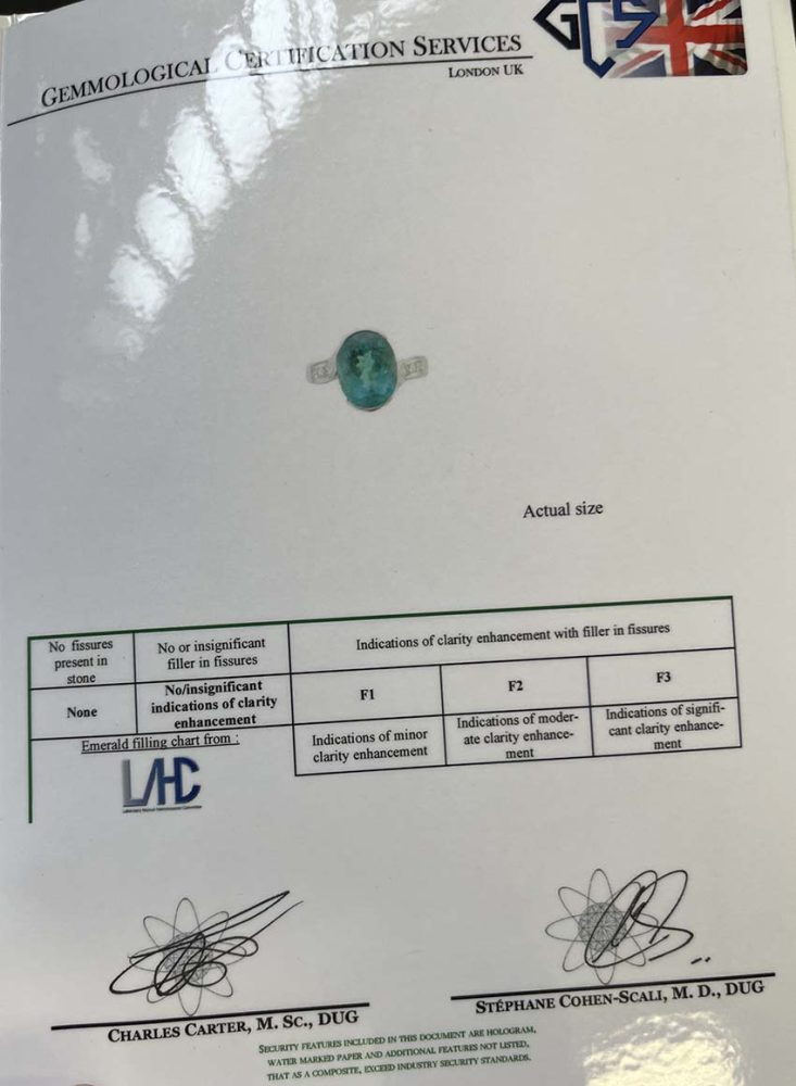 An Exquisite 5.84 Carat Colombian Emerald Ring In Platinum