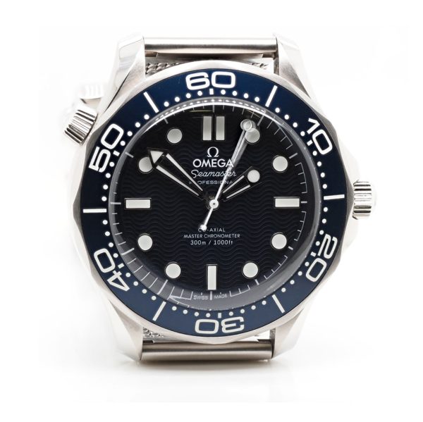 Omega Seamaster Diver 300 James Bond 60th Anniversary Limited Edition 2023, 42mm stainless steel Seamaster Diver 300M blue oxalic anodized aluminium dial with laser engraved waves