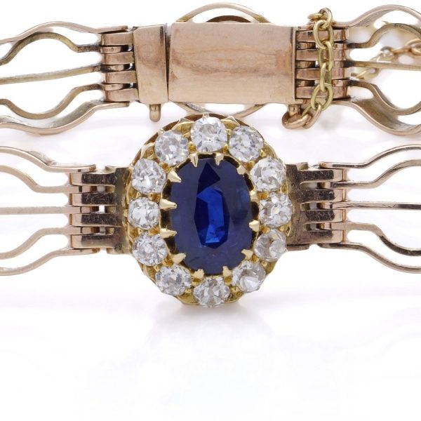 Victorian sapphire and diamond bracelet in rose gold.