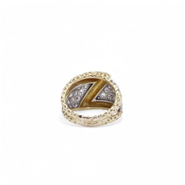 Kutchinsky diamond wide band ring in gold.