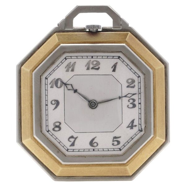 Leon Hatot Vers Art Deco 18 carat gold pocket watch. 
