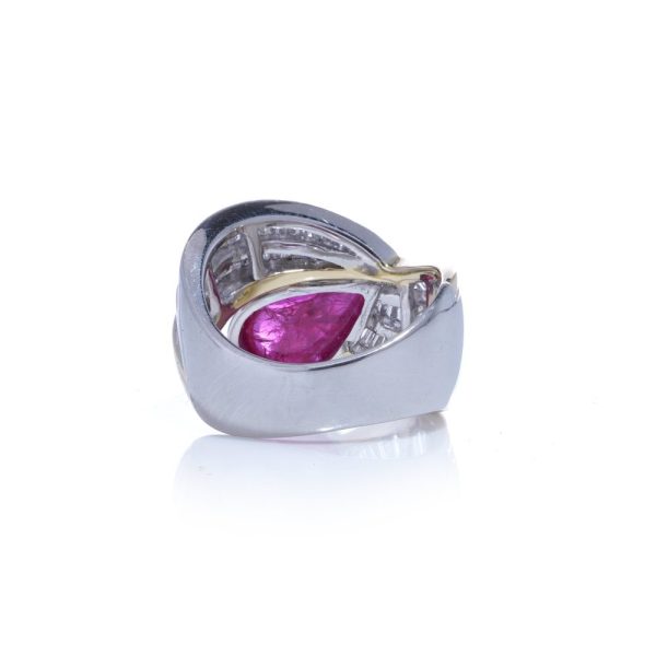 Ruby and diamond ring in platinum and gold.
