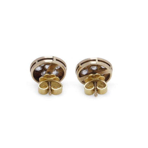 Edwardian old cut diamond stud earrings in platinum and gold.