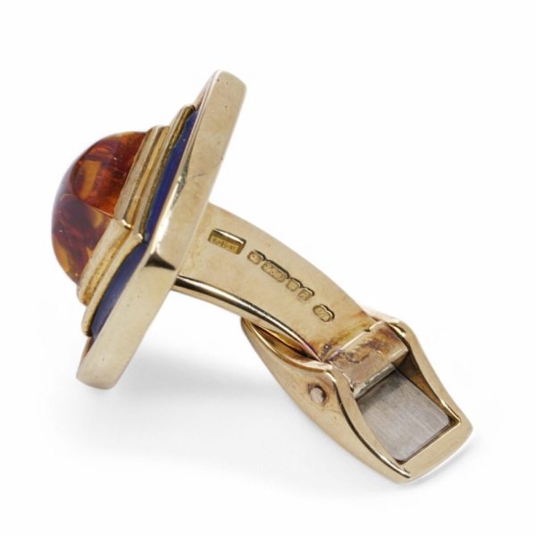 AMR Shaker citrine and enamel cufflinks in gold.