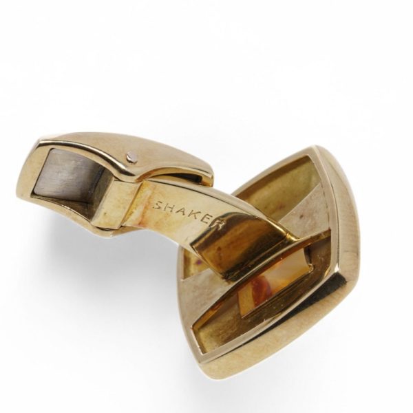 AMR Shaker citrine and enamel cufflinks in gold.