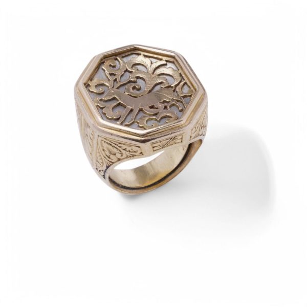 Gold stag signet ring.