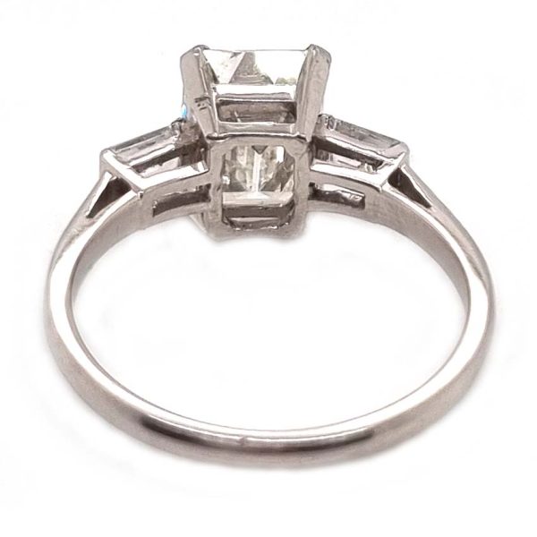 Single Stone 2.41ct Emerald Cut Diamond Solitaire Engagement Ring with Baguette Shoulders in Platinum