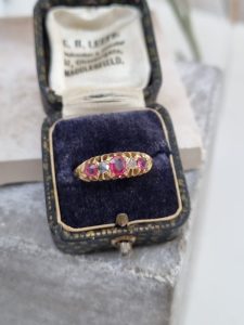 Antique Victorian Ruby and Diamond Five Stone Ring