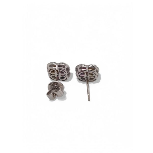 Fancy sapphire and diamond cluster earrings set in 18ct white gold