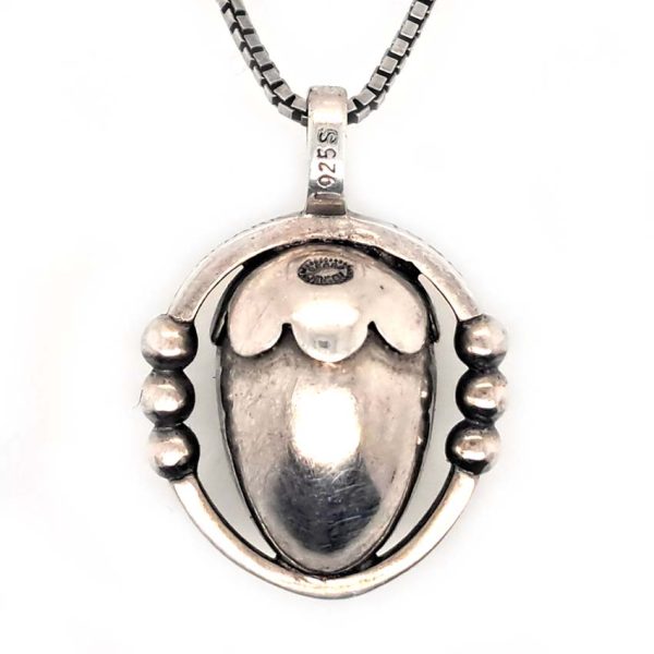 Vintage Georg Jensen Silver Acorn Pendant, Circa 1988, fully hallmarked GJ Denmark 1988 on a sterling silver 925 chain. Comes in Georg Jensen pouch