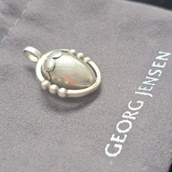 Vintage Georg Jensen Silver Acorn Pendant, Circa 1988, fully hallmarked GJ Denmark 1988 on a sterling silver 925 chain. Comes in Georg Jensen pouch