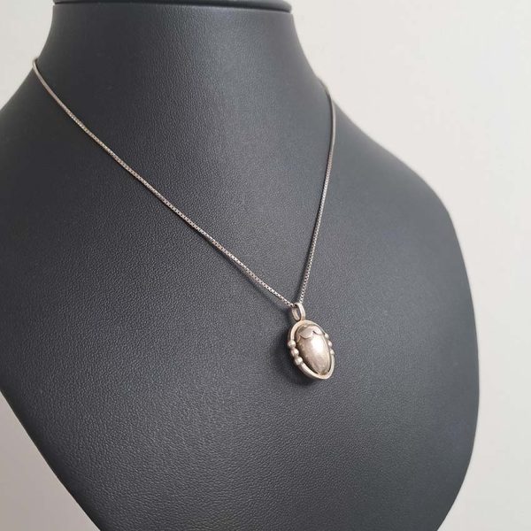Vintage Georg Jensen Silver Acorn Pendant, Circa 1988, fully hallmarked GJ Denmark 1988 on a sterling silver 925 chain. Comes in Georg Jensen pouch