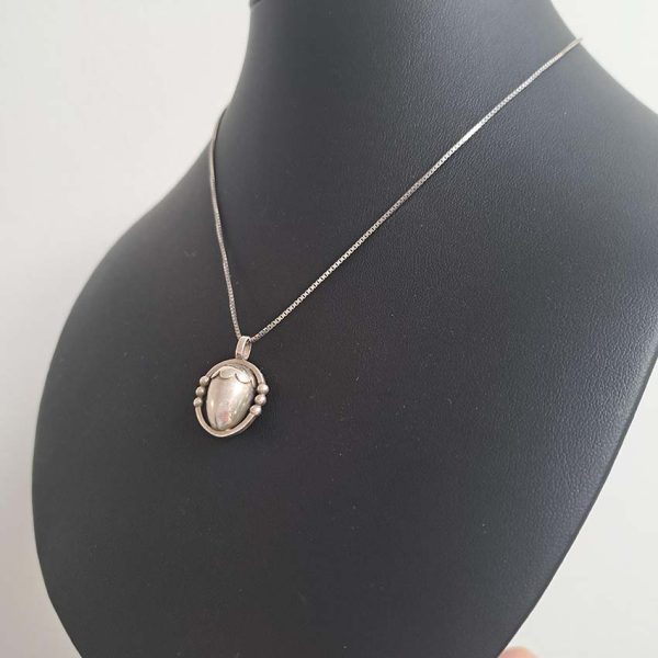 Vintage Georg Jensen Silver Acorn Pendant, Circa 1988, fully hallmarked GJ Denmark 1988 on a sterling silver 925 chain. Comes in Georg Jensen pouch