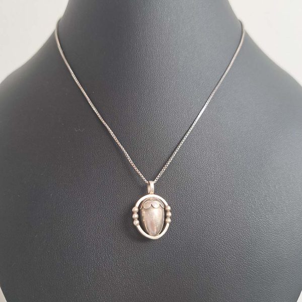 Vintage Georg Jensen Silver Acorn Pendant, Circa 1988, fully hallmarked GJ Denmark 1988 on a sterling silver 925 chain. Comes in Georg Jensen pouch