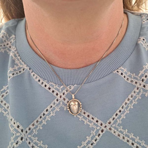 Vintage Georg Jensen Silver Acorn Pendant, Circa 1988, fully hallmarked GJ Denmark 1988 on a sterling silver 925 chain. Comes in Georg Jensen pouch