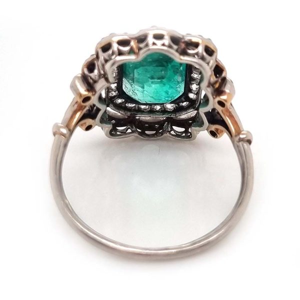 GIA 2.78ct Natural Colombian Emerald and Diamond Cluster Dress Ring in 18ct Gold and Platinum, with GIA Certificate 5231332834