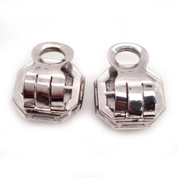 Antique French Amethyst and 2ct Old Cut Diamond Octagonal Cluster Clip On Earrings in 18ct White Gold