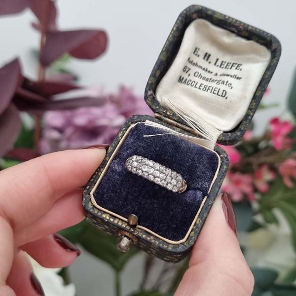 Georgian Antique Old Cut Diamond Three Row Ring in 15ct Yellow Gold