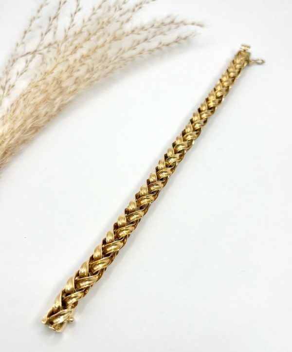 Vintage 18ct Yellow Gold Fancy Woven Spiral Twist Link Bracelet, Circa 1940s
