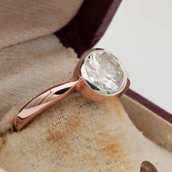 Vintage Old European Cut Diamond Solitaire Engagement Ring, 1.25ct 1.50ct H I VVS single stone old European-cut diamond in 18ct rose gold with knife edge shoulders. Circa 1940s