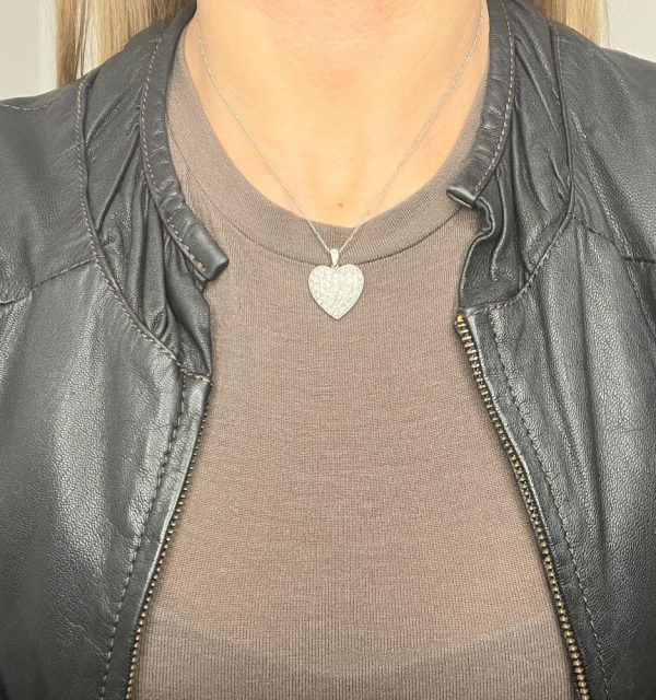 2.40ct Diamond Heart Pendant in Platinum, Handmade platinum heart-shaped pendant set with 2.40 carats of round brilliant-cut diamonds. Circa 2000