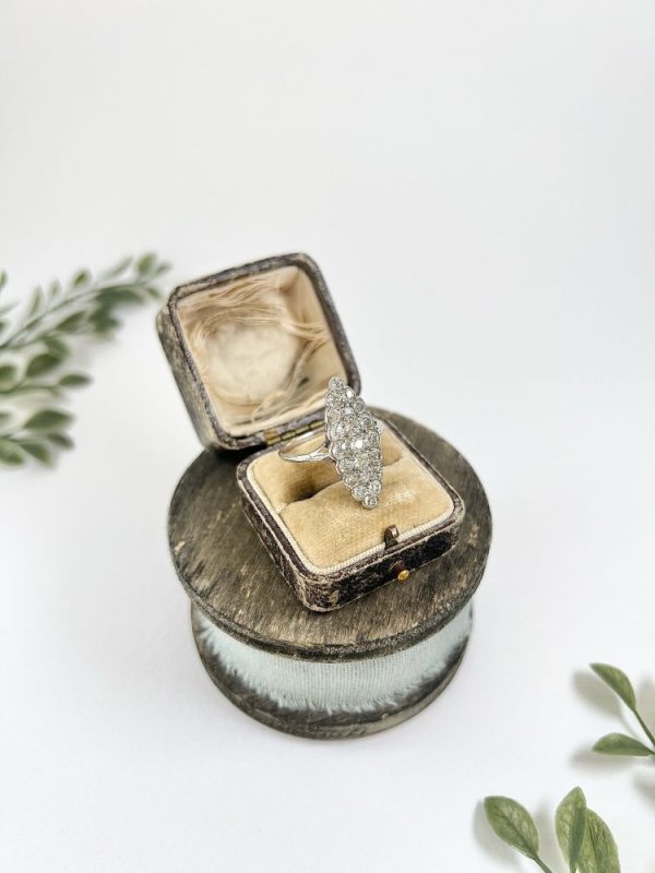 Antique Edwardian marquise ring featuring 2.50 carat old-cut diamonds in 18ct white gold, circa 1900