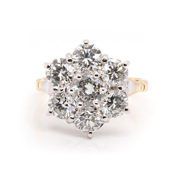 Diamond cluster ring in yellow and white gold.