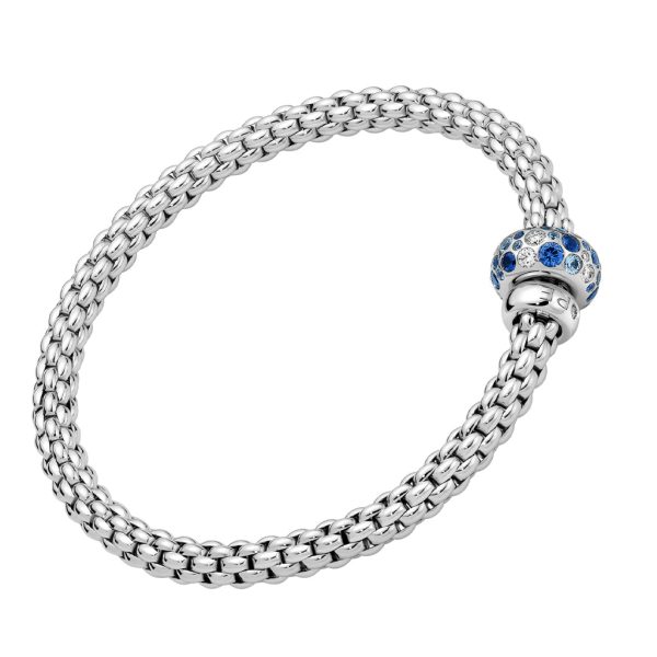 FOPE solo bracelet in white gold with sapphire and diamond rondel.