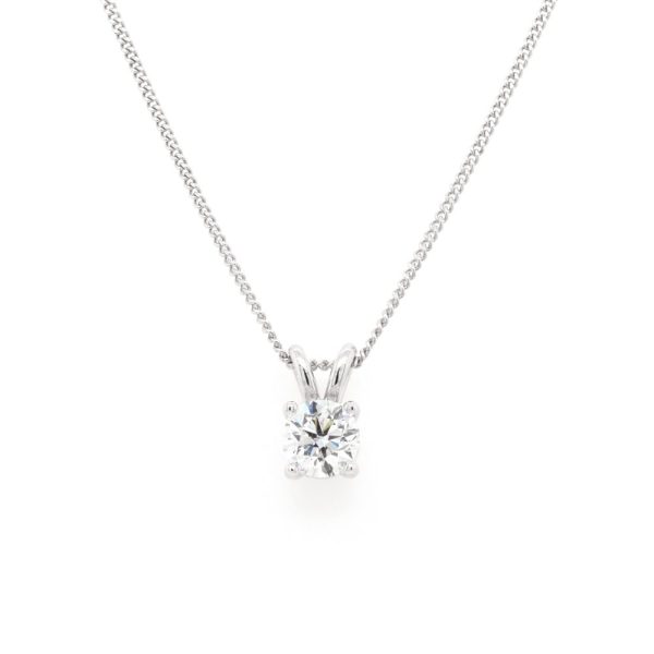 Diamond pendant in white gold on white gold chain.