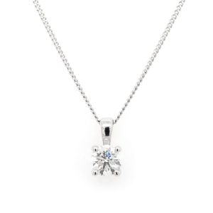 Diamond pendant and white gold chain.