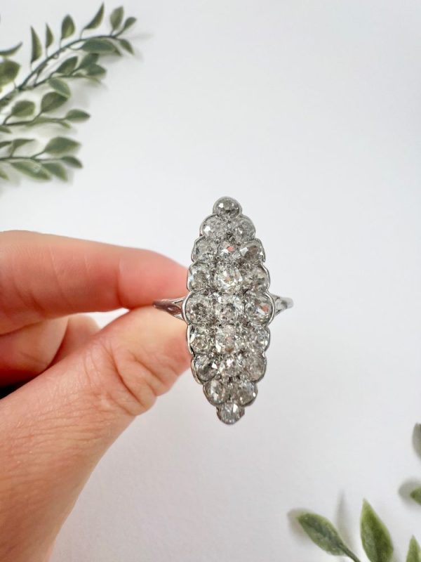 Antique Edwardian marquise ring featuring 2.50 carat old-cut diamonds in 18ct white gold, circa 1900