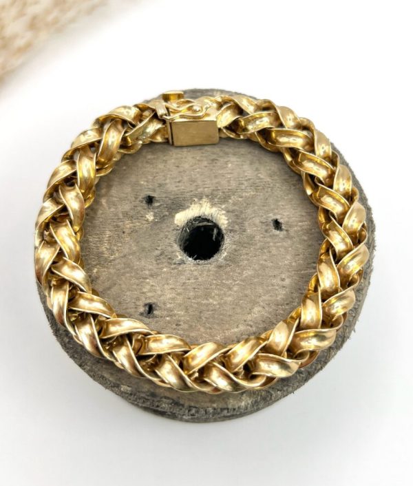 Vintage 18ct Yellow Gold Fancy Twist Link Bracelet, Circa 1940s spiral woven link
