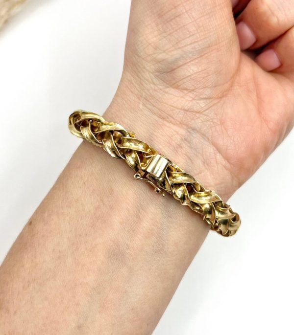 Vintage 18ct Yellow Gold Fancy Twist Link Bracelet, Circa 1940s spiral woven link