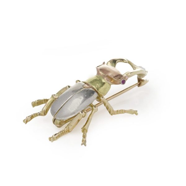 Vintage gold and platinum beetle brooch.