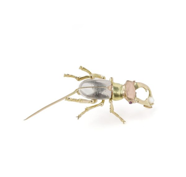 Vintage gold and platinum beetle brooch.