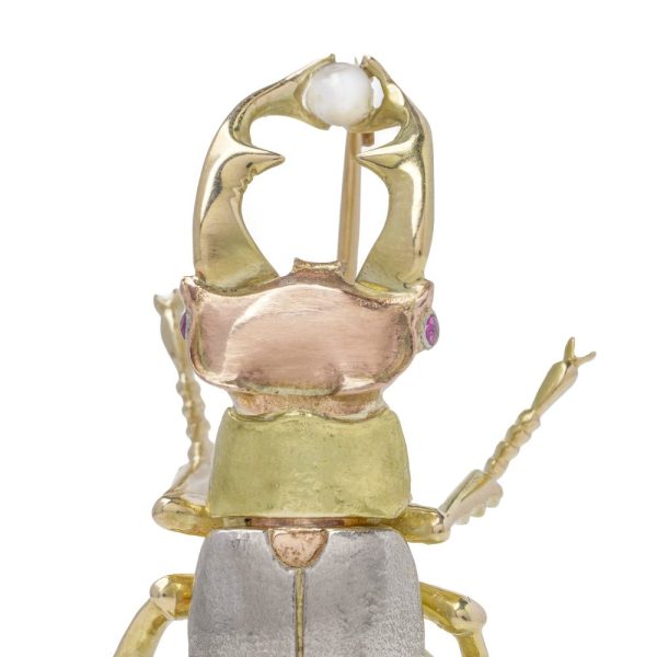 Vintage gold and platinum beetle brooch.