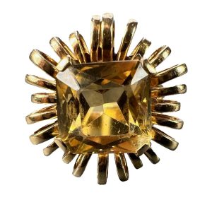 8.42 Carat Citrine Retro Cocktail Ring In 18 Carat Yellow Gold