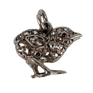 Antique 18 Carat Rose Gold And Silver Charm Pendant With Diamonds And Ruby