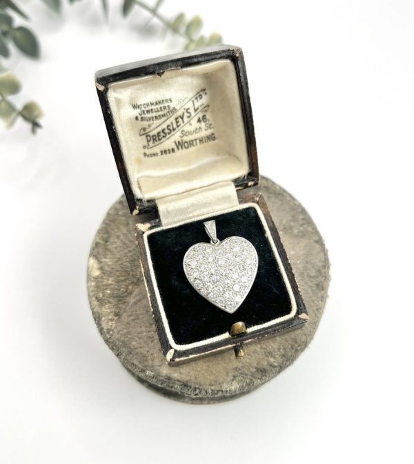 2.40ct Diamond Heart Pendant in Platinum, Handmade platinum heart-shaped pendant set with 2.40 carats of round brilliant-cut diamonds. Circa 2000