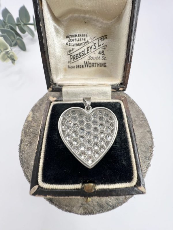2.40ct Diamond Heart Pendant in Platinum, Handmade platinum heart-shaped pendant set with 2.40 carats of round brilliant-cut diamonds. Circa 2000