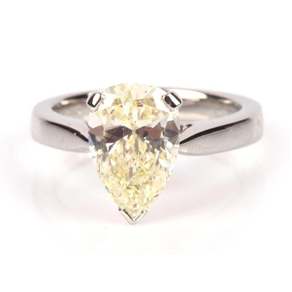 Certified 1.90ct Pear Yellow Diamond Solitaire Engagement Ring