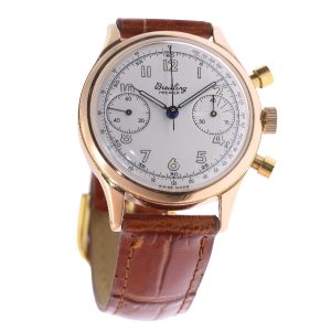 Vintage Breitling Premier Men’s Wristwatch In 18 Carat Rose Gold