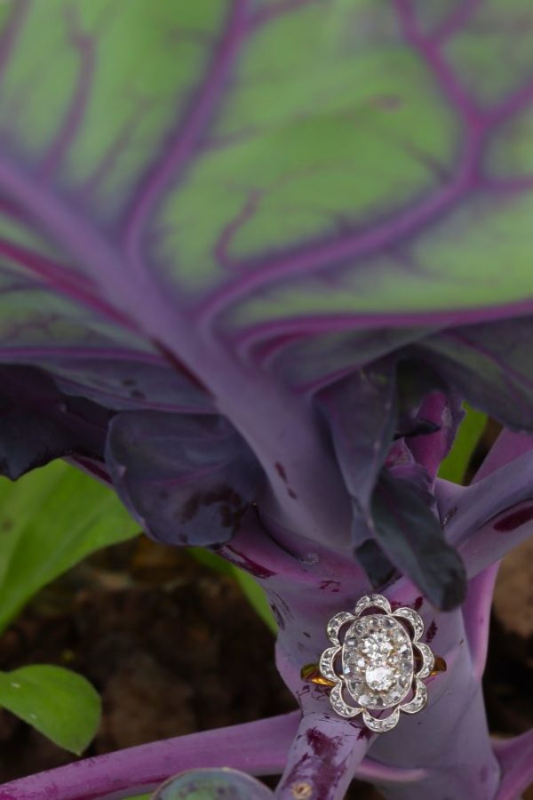 Victorian diamond engagement ring in gold.