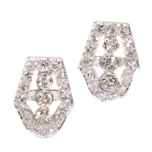 Vintage diamond earrings in platinum.