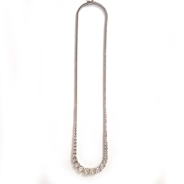 Diamond Line Tennis Necklace, 10.52 carats of graduated round brilliant-cut diamonds four-claw set and mounted in 18ct white gold
